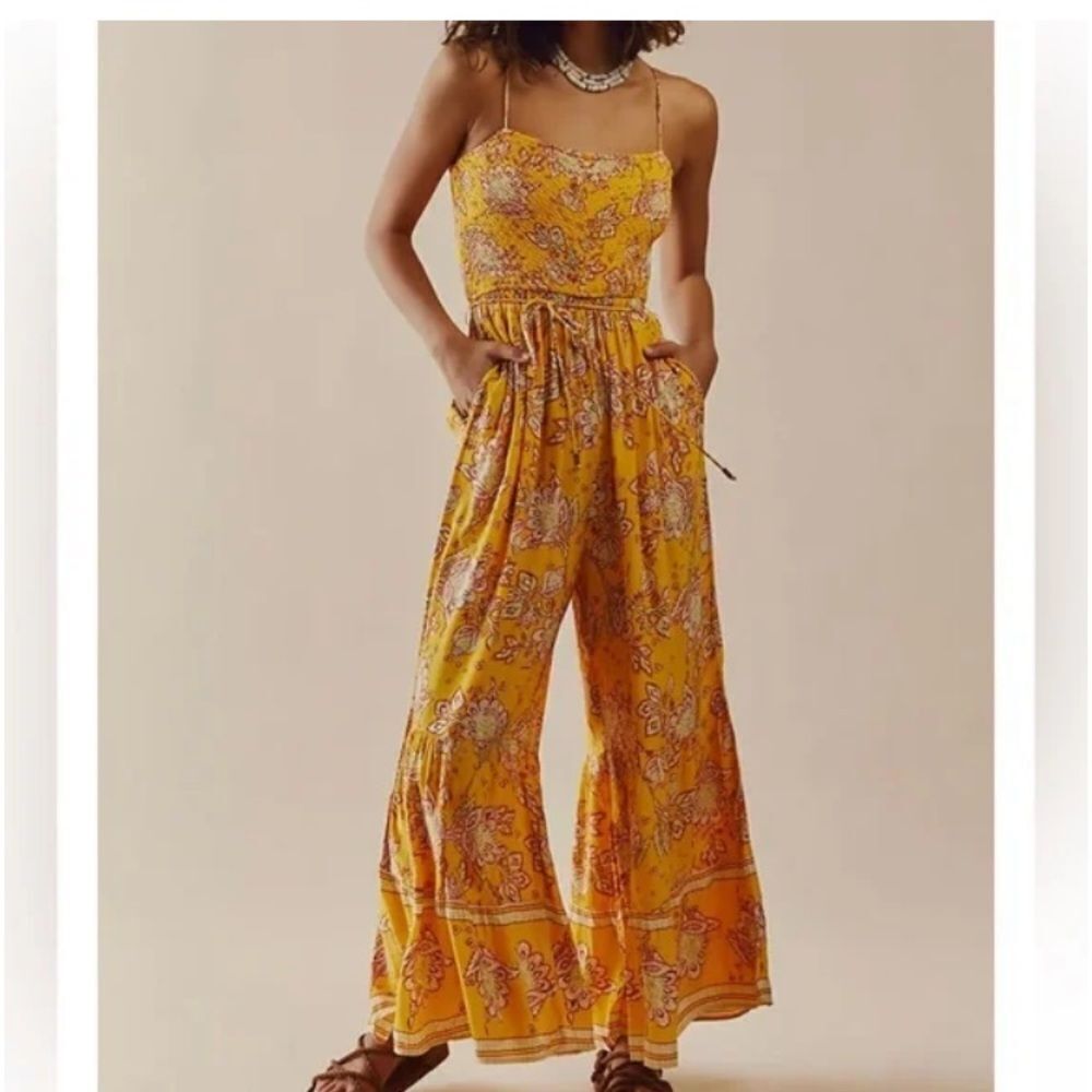 Free People Little of Your Love Wide  Leg Jumpsuit size L.